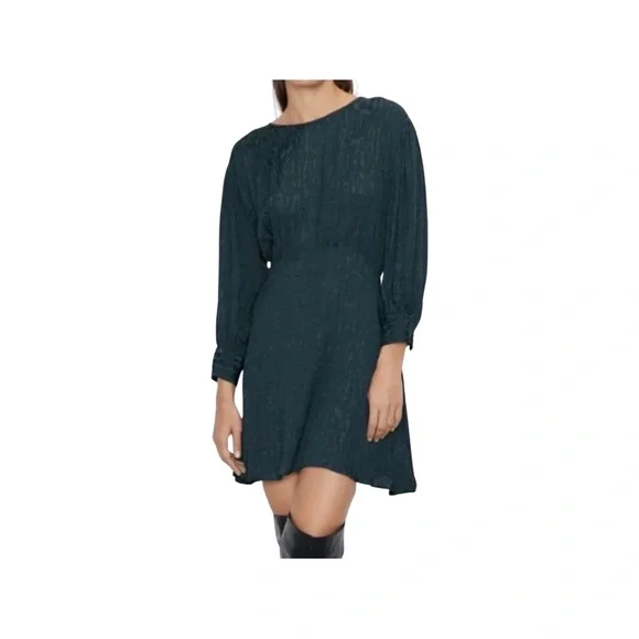 Zara | Dresses | Nwt Zara Womens Blue Green Leopard Print Dress With Long  Sleeves Size Small | Poshmark